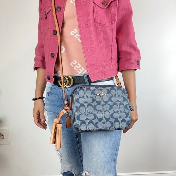 NWT Coach Mini Camera Bag In Signature‎ Chambray Denim color - Picture 6 of 7